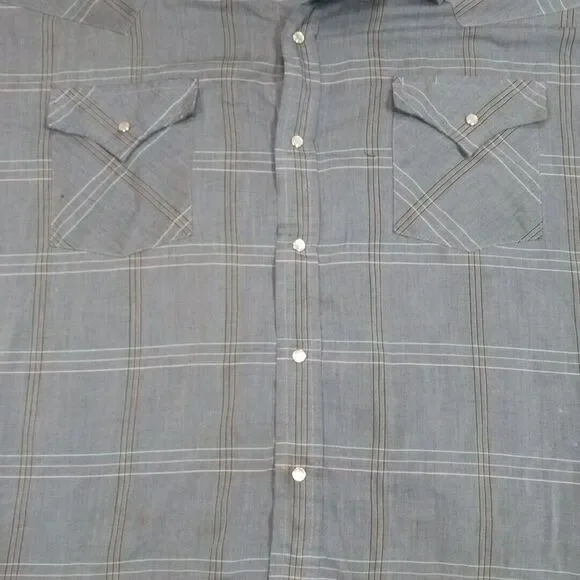 Vintage Ely Cattleman Mens Shirt Blue 2XLT‎  Pearl Snap Western Rancher Tall Man - Picture 4 of 16